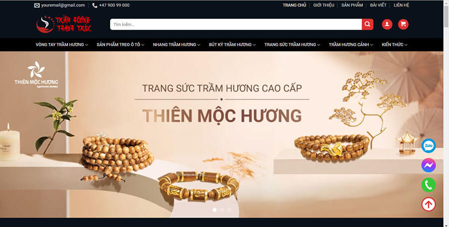 Thiết kế Website bán đồ phong thủy cho Trầm hương Thanh Trúc