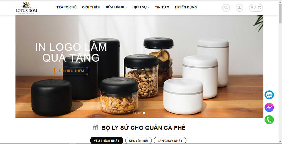 Thiết kế Website gốm sứ cho Lotus Gom