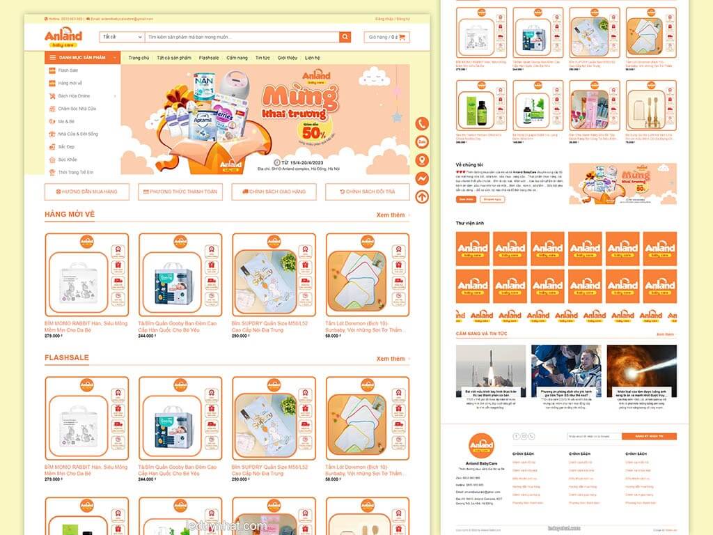 Thiết kế website mẹ và bé cho Anland BabyCare