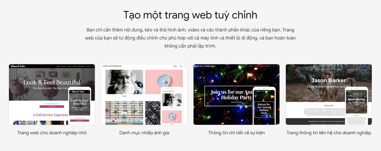 Tạo một website tùy chỉnh với Google Sites