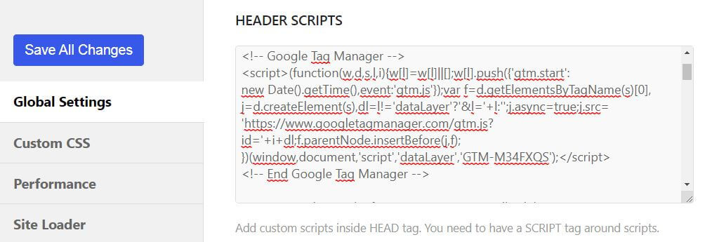 Cài mã 1 (Google Tag Manager) vào phần "head" của website